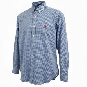 Polo Ralph Lauren Classic Fit Blue and White Check Button Down Shirt Size 17